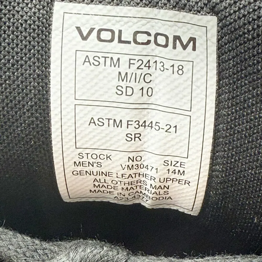 Volcom Mens 30471 Composite Toe Skate Work Shoes US 14 M Black EUC